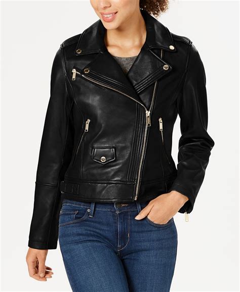 michael kors moto jacket men|Michael Kors petite leather jacket.